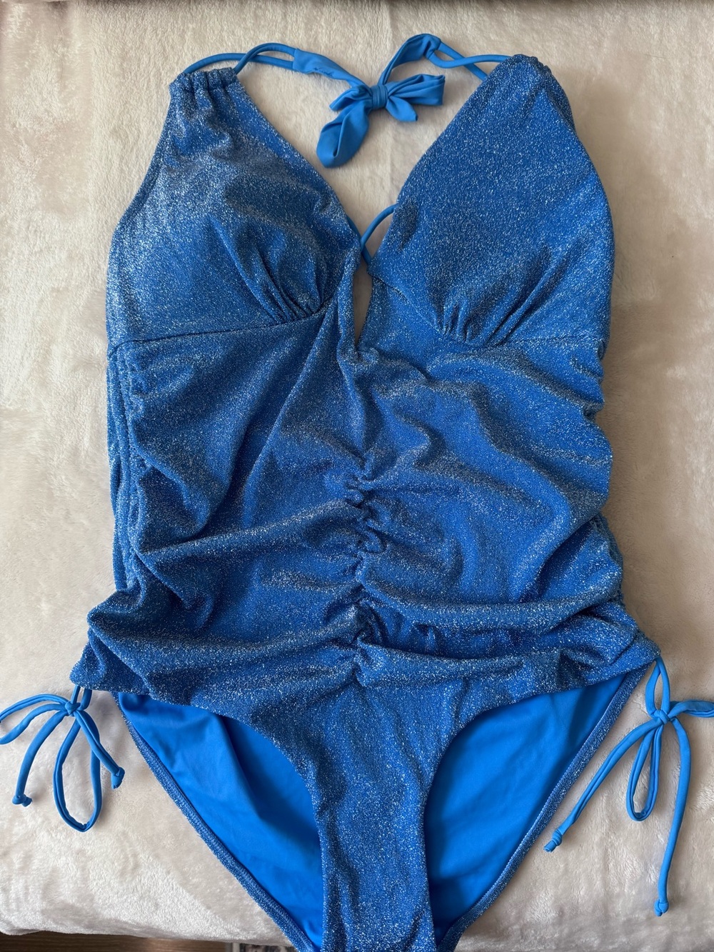 Sparkle Loop Strap Ruched On Piece - Picture 3 of 11